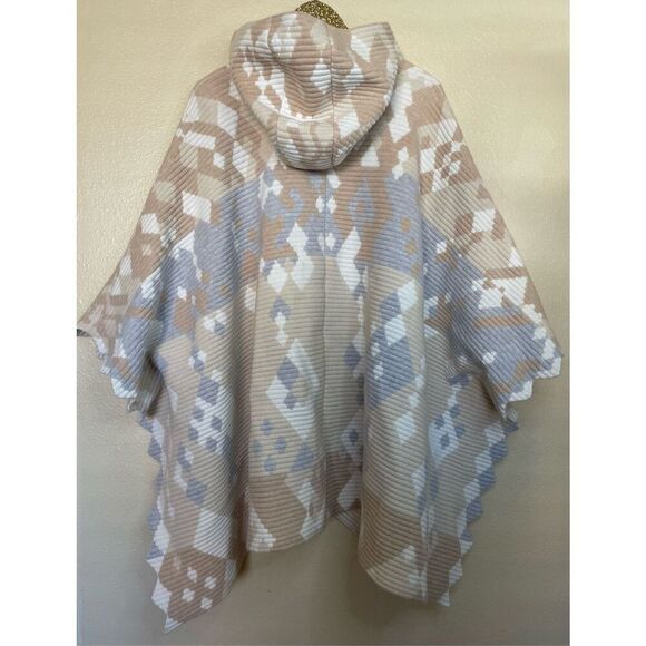 Peter Pilotto Geometric Ottoman Cape Shawl Wool Angora Hooded Women’s One Size - Picture 3 of 13